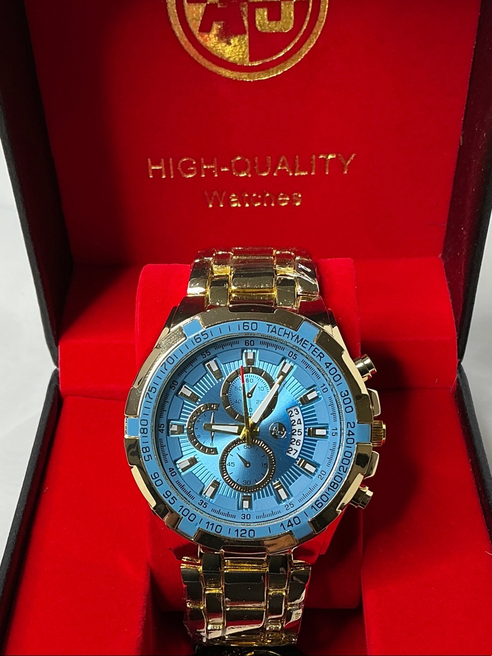 AJ’s 48mm Stunning Gold tone over Stainless Steel Sports Master Men’s Watch, Box
